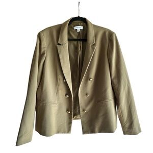 Nine West Double-Breasted Olive Green Blazer with Gold Buttons